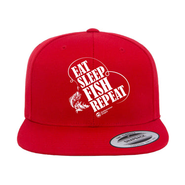 Eat Sleep Fish Repeat Embroidered Flat Bill Cap